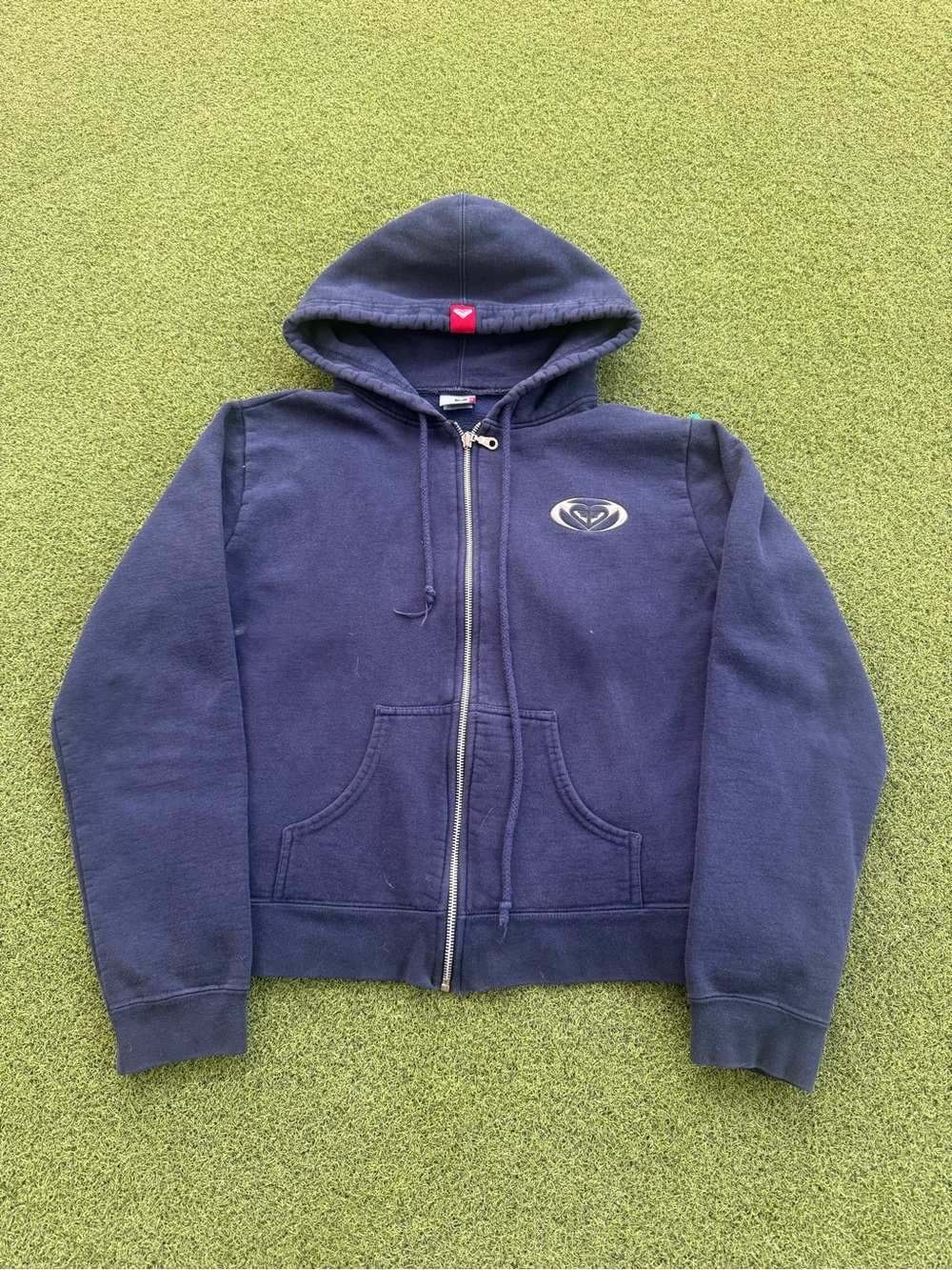 RARE VINTAGE Y2K 2000s QUIKSILVER ROXY SURFER SKATER STREETWEAR BLUE LOGO HOODIE